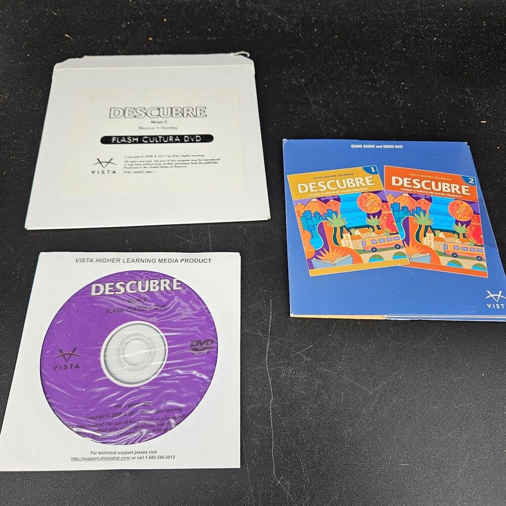 Descubre Nivel 2 Spanish CD DVD Lot Teacher Flash Card Ed Home School Curriculum